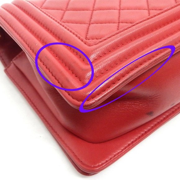 Chanel Red Leather Bag with Gold Chain Strap - Picture 9 of 12